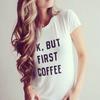 Stylish Cotton Blend Ok But First Coffee Graphic Tee For Youth And Adults
