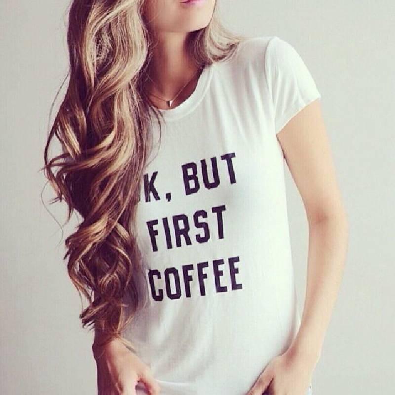 Stylish Cotton Blend Ok But First Coffee Graphic Tee For Youth And Adults