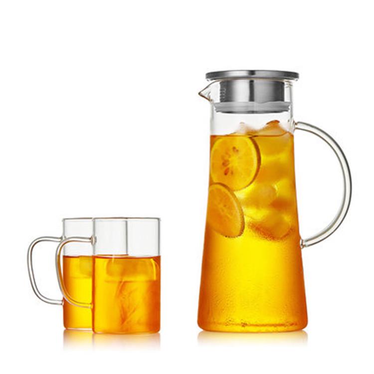 High Capacity Heat-Resistant Glass Kettle with Steel Lid & Filter