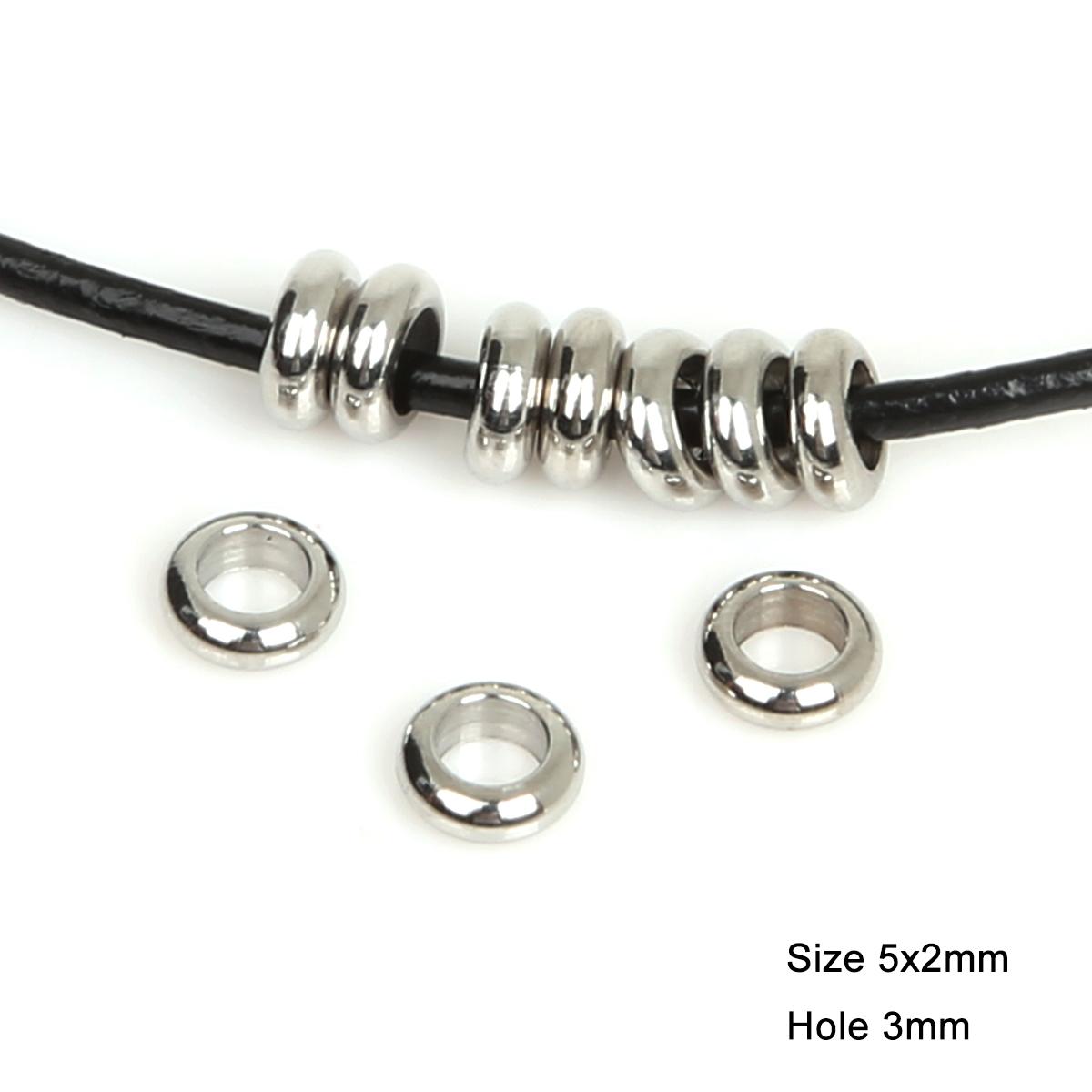 

Плоскі круглі намистини-роздільники з нержавіючої сталі для DIY ювелірних виробів 5x2mm 50pcs