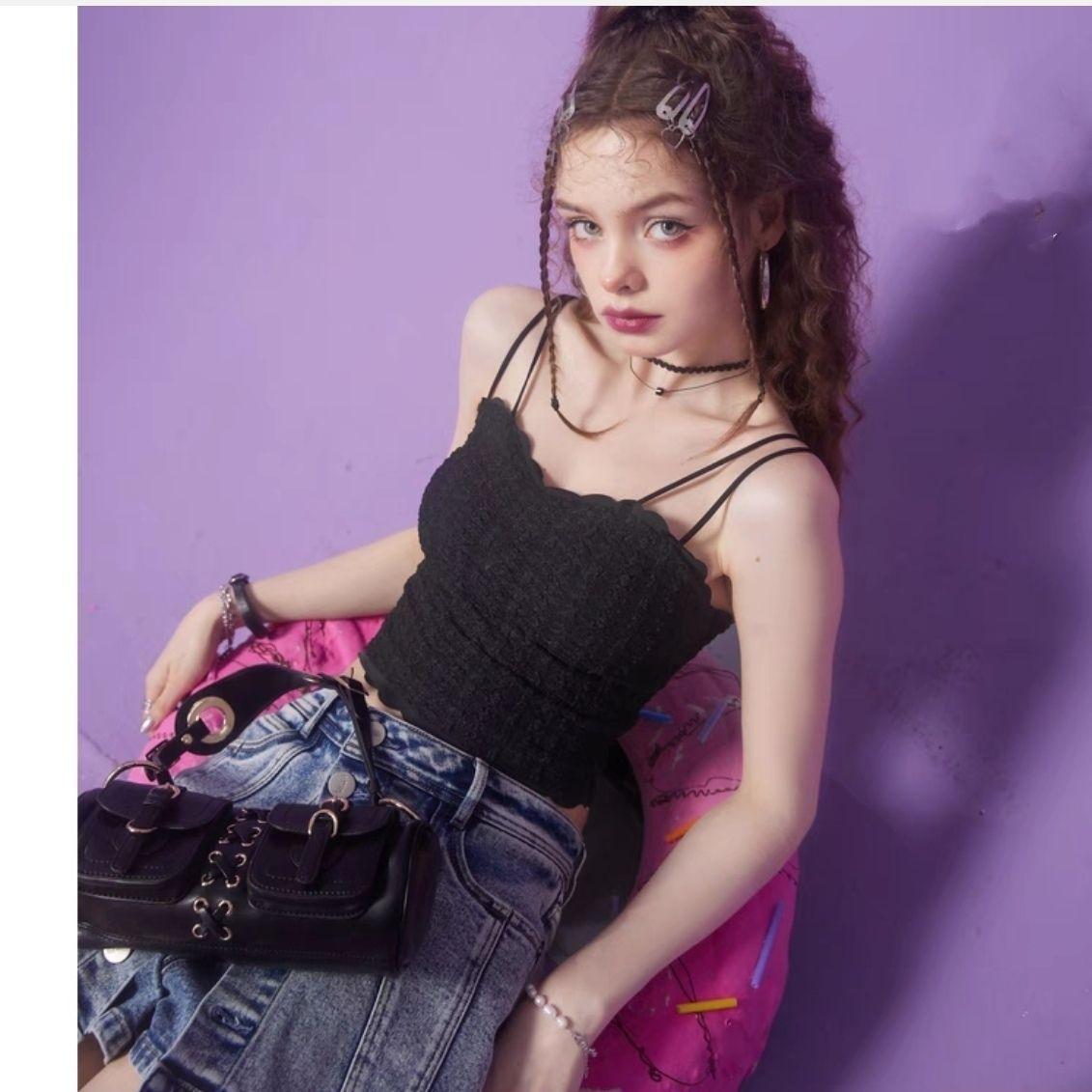 

Белая кофточка с накладкой на грудь женская весна-лето 2023, внутренняя и верхняя одежда, сексуальные малышки S