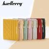 BAELLERRY Women's Multi-color Korean Style Embossed Thin Zipper Card Holder