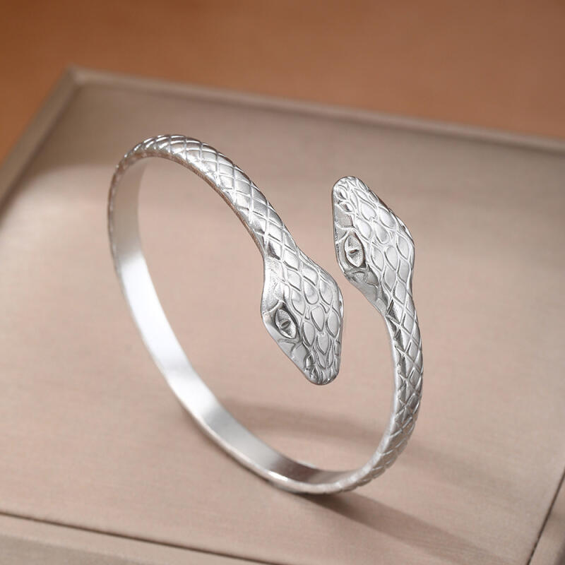 

Браслет-бенгл из нержавеющей стали в виде змеи для женщин, винтажный золотой цвет, эстетичный браслет с подвесками, ювелирное изделие для повседневной носки, подарок mujer серебряный