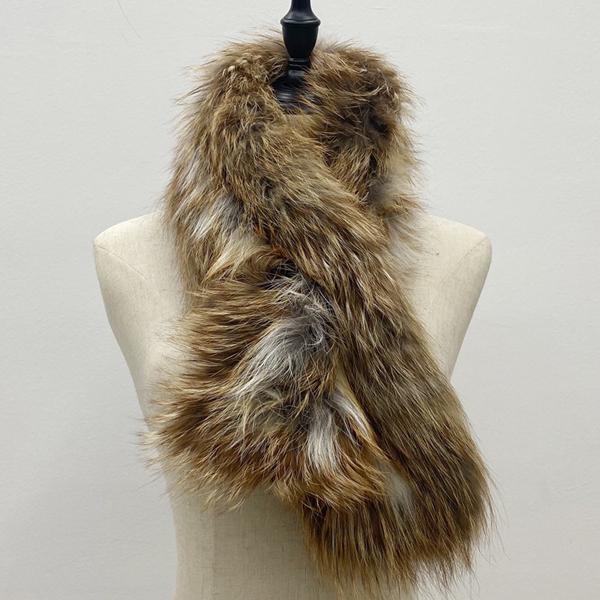 

Женский Роскошный Шарф Натуральный Пушистый Мех Лисы Шали Зимний Женский Теплый Стильный Однотонный Модный Вязаный Шарф 90x15см