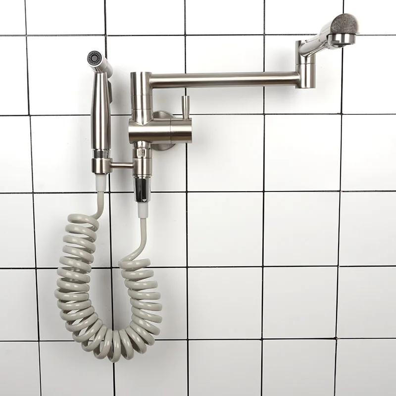 Brass Kitchen Faucet Single Cold Tap With Bidet Sprayer Black Kitchen Sink Tap Brushed Nickel Fold Tap Wall Mounted Chrome