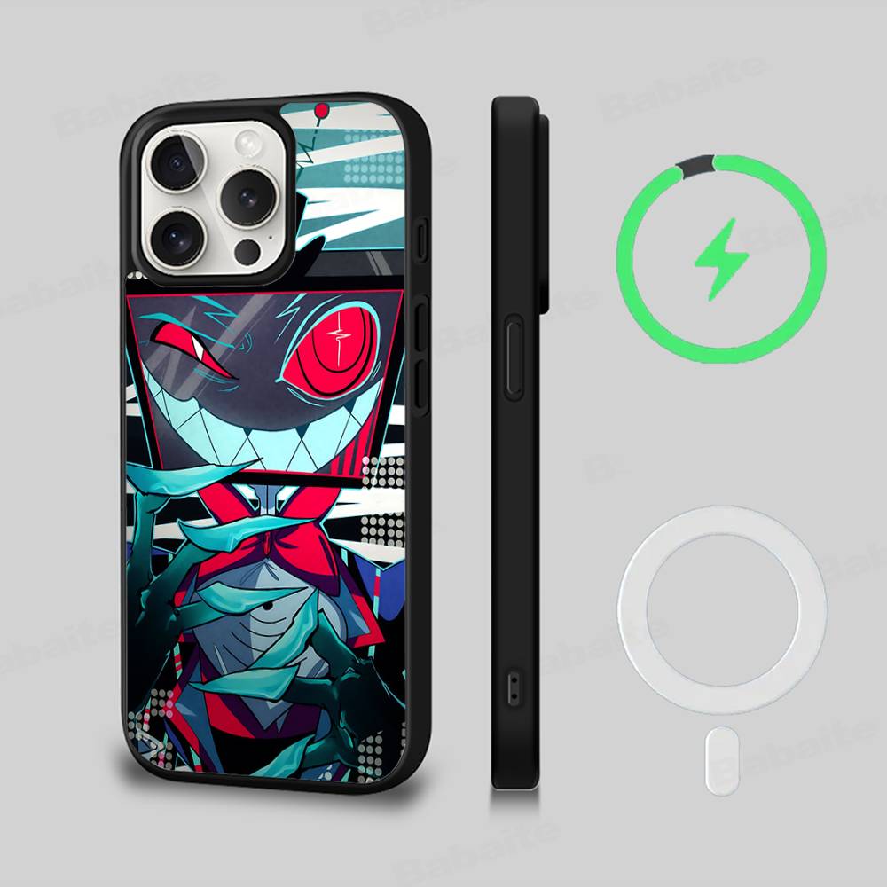 H-Hazbins-Hotels Magnetic Phone Case For IPhone 16 15 14 13 12 11 17 Pro Max Plus Wireless Charge Cover