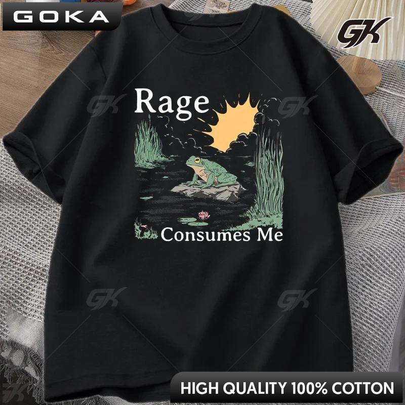 Rage Consumes Me T Shirt Frog Pond TShirt Vintage Style Men Women Tshirt Nature Lover Funny Frog Printed Tshirts Unisex Clothes S