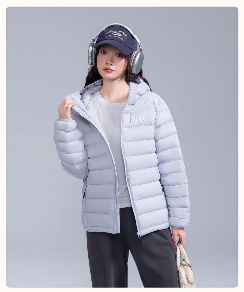 2025 Women's Lightweight Ribbed Down Jacket - Three-Proof, 90% White Duck Down, Winter Outerwear