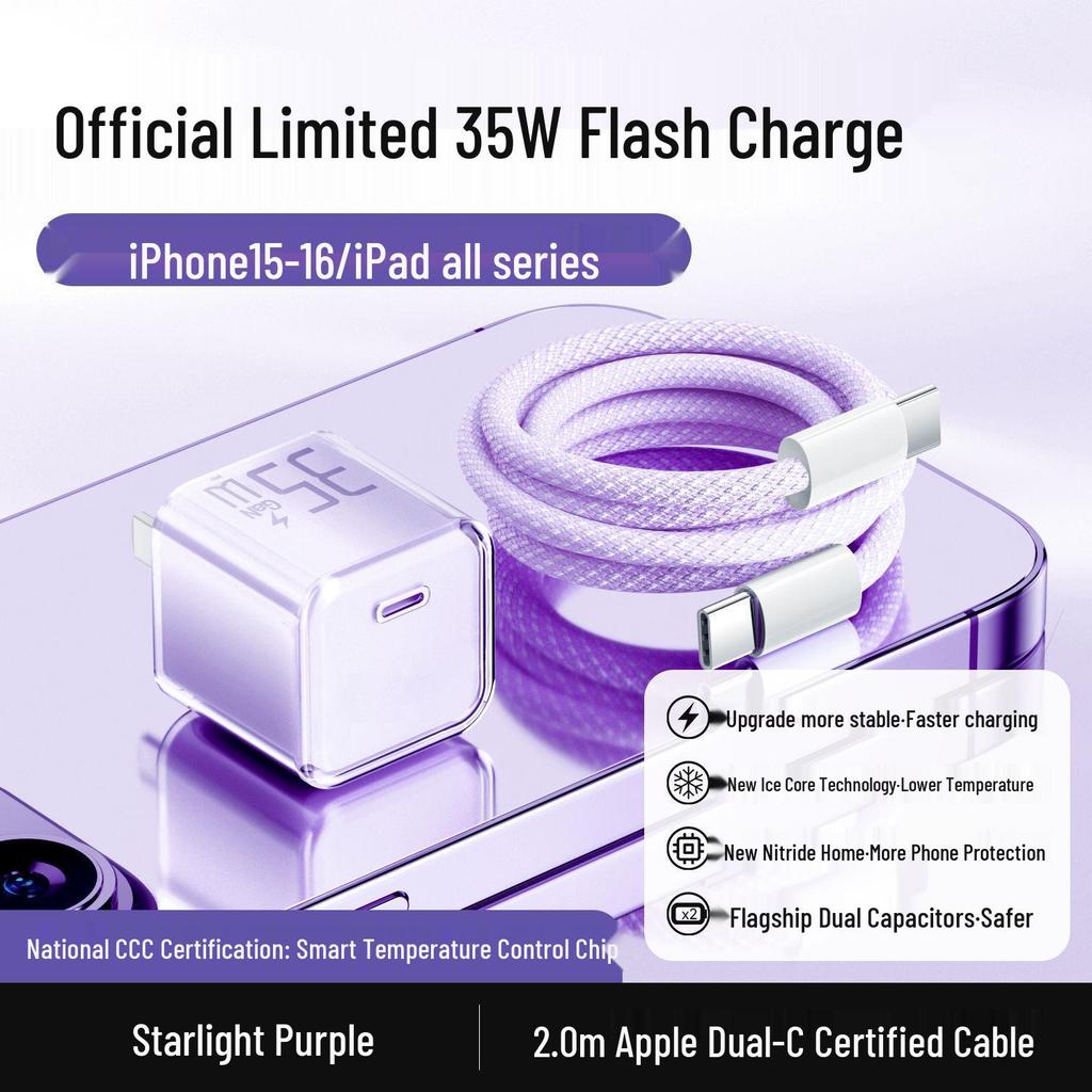 Compatible with Apple iPhone 16 Pro Max, 15 Plus, 13 - Genuine PD Fast Charging Ice Cube Charger Head