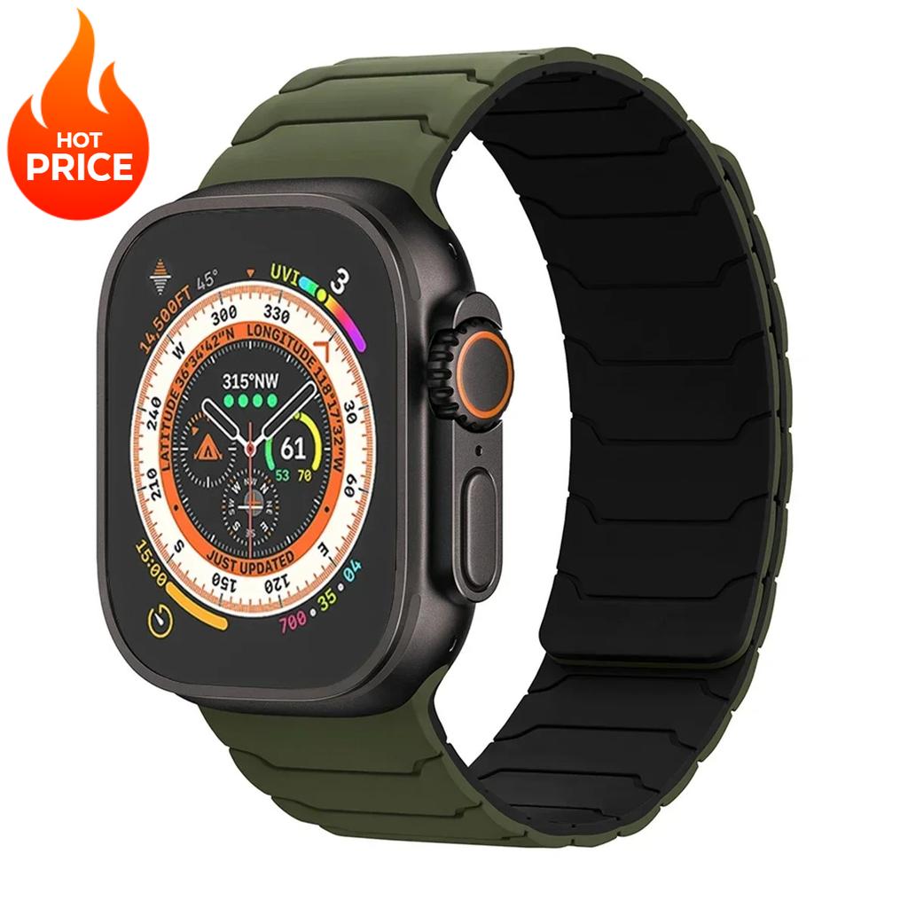 Magnetic Silicone Strap For Apple Watch Ultra 3 2 49mm Band 45mm 44mm 41mm 40mm 38 Bracelet Iwatch Series 11 10 42 46mm 987654SE