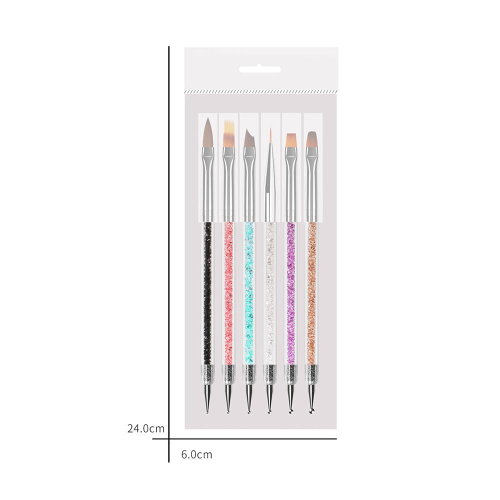 6PCS Set Nail Art Design Painting Pen Set Nail Art Tips UV Gel Nail Art Dotting Pen Acrylic Handle Rhinestone Crystal 2