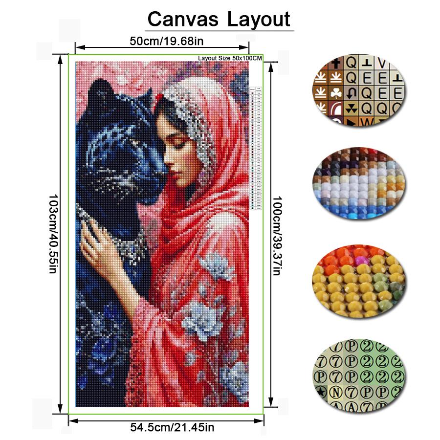 Woman and Black Panther Large Size Diamond Painting New Collection Animals Diy Full Drill Rhinestone Embroidery Mosaic Cross Stitch Kits