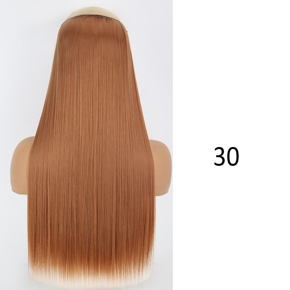 MISSQUEEN Women Long Straight Wavy Invisible Hair Extensions Without Clips Synthetic Fiber Long Daily Wear Invisible Hairpiece