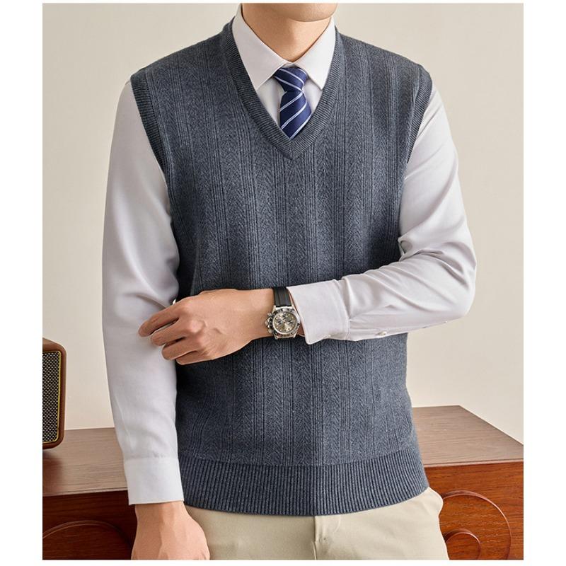 Men S V Neck Sleeveless Knit Sweater Vest For Middle Aged Dad