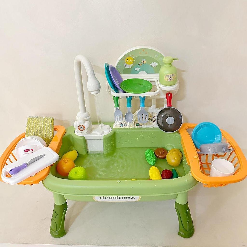 Play Sink Toy Automatic Water Cycle System with Faucet Children Electric Dishwasher Playing for