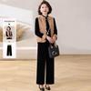 Women's New Embroidered Chinese-Style Velvet Vest with Frog Button - Two-Piece Spring Set