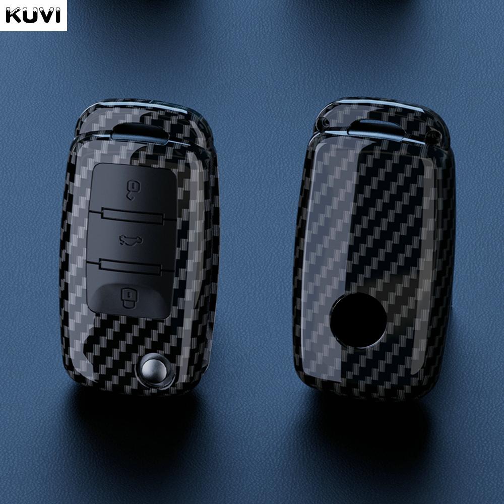 Carbon Abs Car Key Case Cover Shell Fob For Vw Volkswagen Golf 7 Mk7 Tiguan Mk2 For Seat Ateca Leon Fr 2 Ibiza Skoda Octavia A7