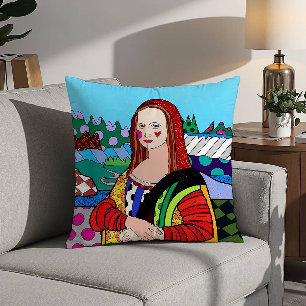 Romero B-Britto Art Pillow Case 3D Print Polyester Fiber 40*40cm Home Sofa Throw Decoration Festival Gift