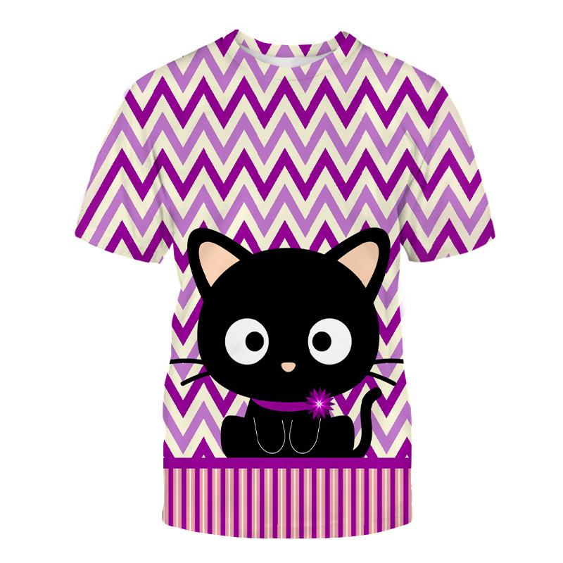 Cute Animal Series Short Sleeved 3D Digital Printed Short Sleeved Casual Top Shirt