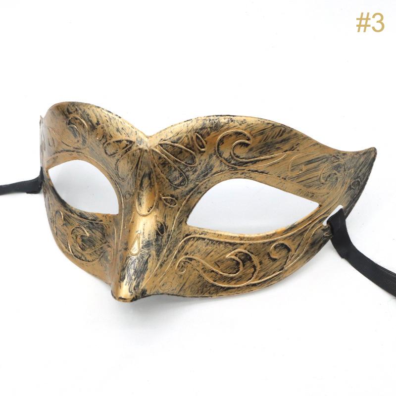 1PC Masquerade Mask Vintage Prince Mask Black Antique Copper Half Face Mask Plastic Halloween Costume Party Mask Women Men