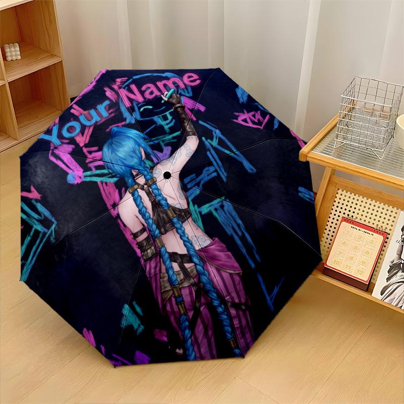 Custom Text Automatic 8 Bone Umbrella, Portable Sun Rain Protection UmbrellaArcane