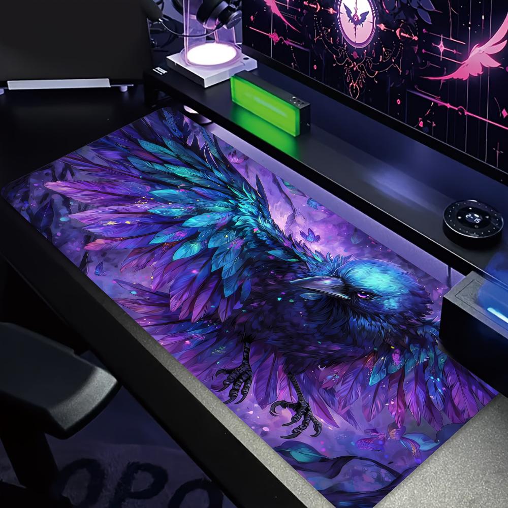 Fantasy purple crow large Mouse Pad Desk Mat Gaming mats with Stitched Edge Durable NonSlip Computer mousepad office rug