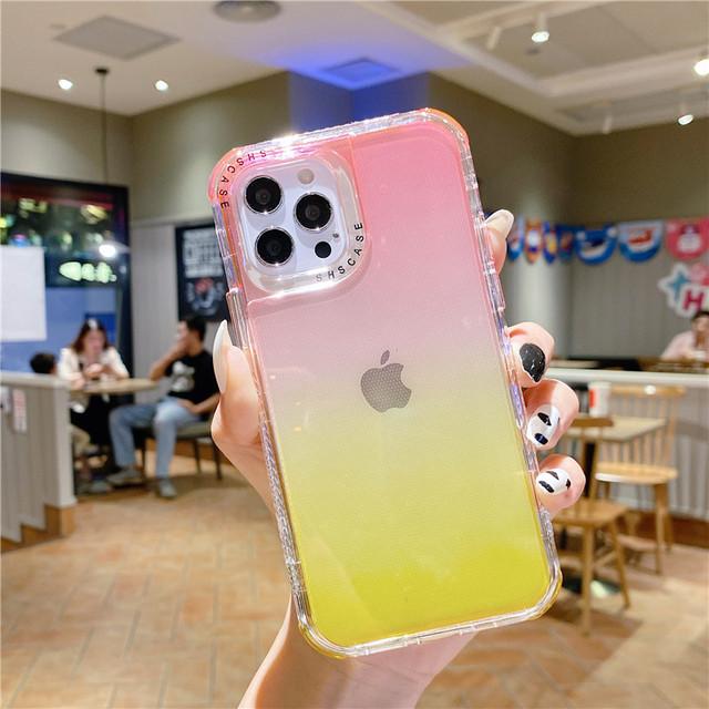 Θήκη Τηλεφώνου Διπλής Στρώσης με Ντεγκραντέ και Αντικραδασμικό Προφυλακτήρα Για Iphone 11 Pro Max 14pro 13 12 Pro Διαφανές Μαλακό Κάλυμμα Για Iphone 11 12