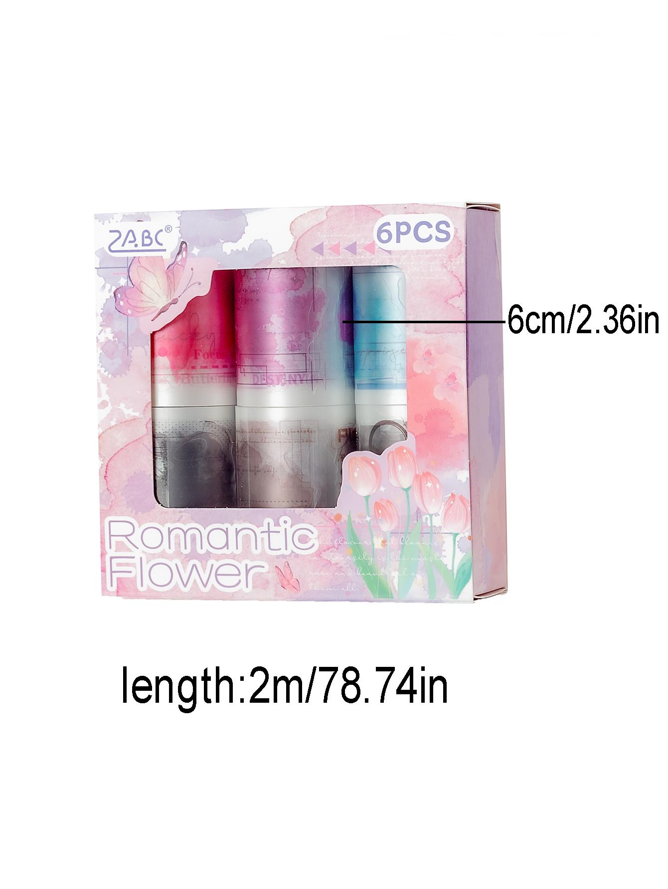 

Romantic floral PET waterproof sticker set, 6 rolls per box, for DIY journals and scrapbooking decoration, pretty gift for pal