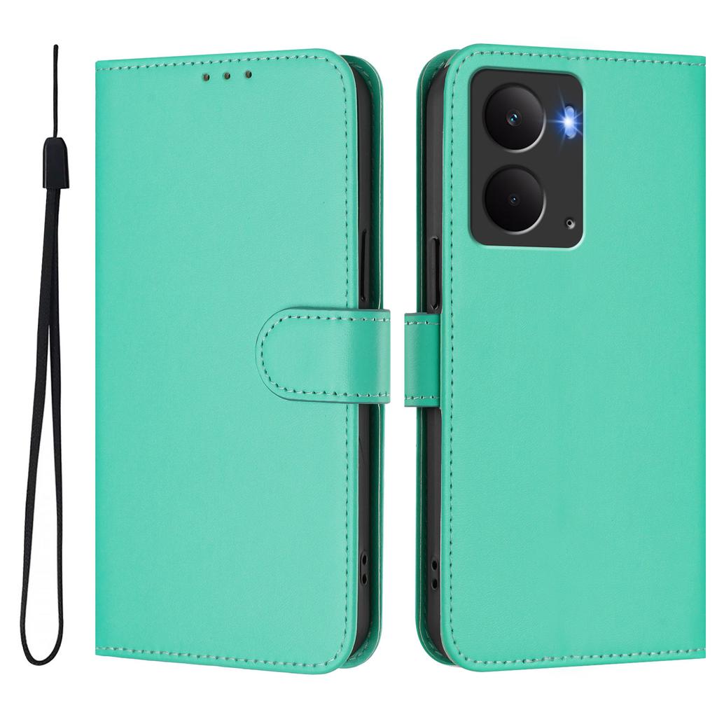 For Realme 14 5G/Realme Neo7x 5G/Realme P3 5G Case Solid Color Wallet Leather Phone Cover with Strap