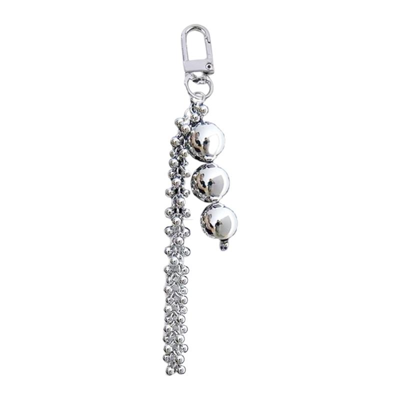 

Elegant Acrylic Beaded Keychain Phone Charm Pendant with Tassels Designing Unique Backpack Decoration for Daily Use срібний
