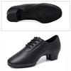 Men Latin Dance Shoes Man Salsa Tango Modern Leather Ballroom Dancing Shoes Low Heels Adults Children Boys Small Size Lace Up