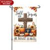 Fall Garden Flag Double Sided Flag Cross Fall Religious Pumpkin Garden Flag Patio Lawn Sunflower Exterior Decor Autumn Yard Lawn Flag