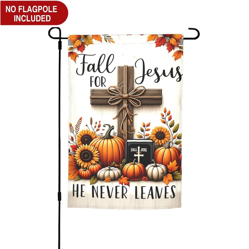 Fall Garden Flag Double Sided Flag Cross Fall Religious Pumpkin Garden Flag Patio Lawn Sunflower Exterior Decor Autumn Yard Lawn Flag