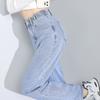 Wide-leg jeans women's autumn and winter velvet, new smoky gray high-waisted loose straight-leg pants
