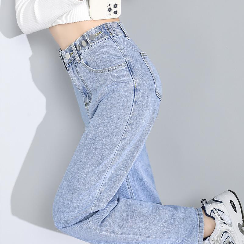 Wide-leg jeans women's autumn and winter velvet, new smoky gray high-waisted loose straight-leg pants