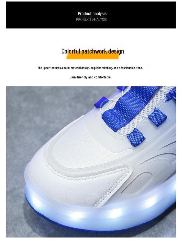 Rulleskøyter med blinkende lys for barn sommeren 2024: Roterende spenne Doble hjul Sneakers