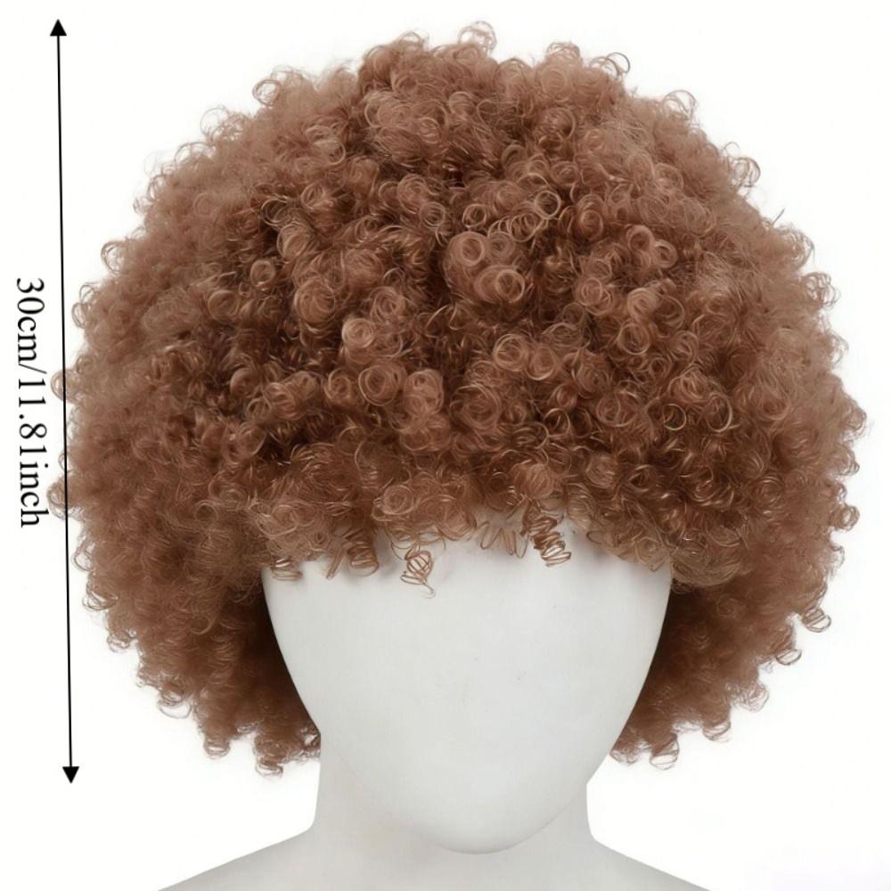 Capelli Ricci Ondulati Corti Colorati Resistenti al Calore Tifoso di Calcio Che Indossa Parrucche Halloween