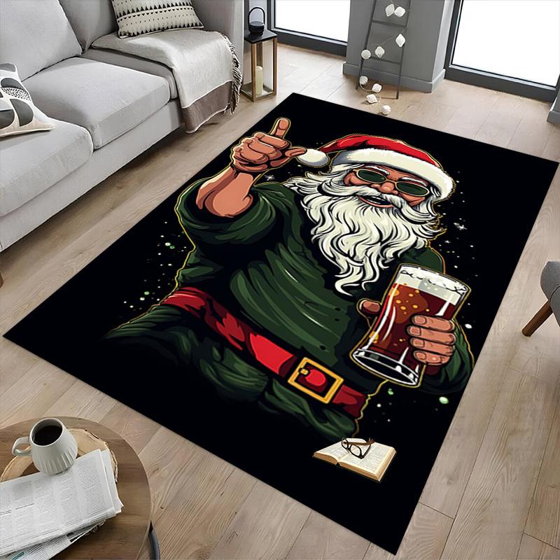 1pc Santa Claus Beer Carpet, Office Rug Outdoor Mat Home Decor Area Carpet Festival