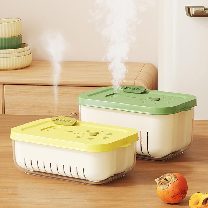 Innovative Timer Refrigerator Sealed Box for Organizing Fruits Vegetables Fridge Food Organizer with Drain Basket