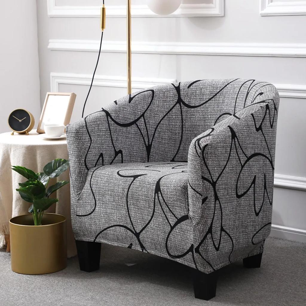 Tub Chair Cover Stretch Spandex Club Armchair Covers Office Coffee Bar Tub Sofa Slipcovers for Living Room Furniture Protector