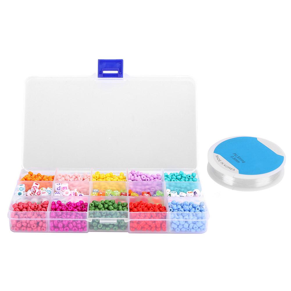 DIY Craft Round Quadrate Beads Kit Bracelet Necklaces Crafting Jewelry Making Supplies