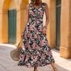 Independent station long dress summer new European and American women's clothing printed sleeveless dress