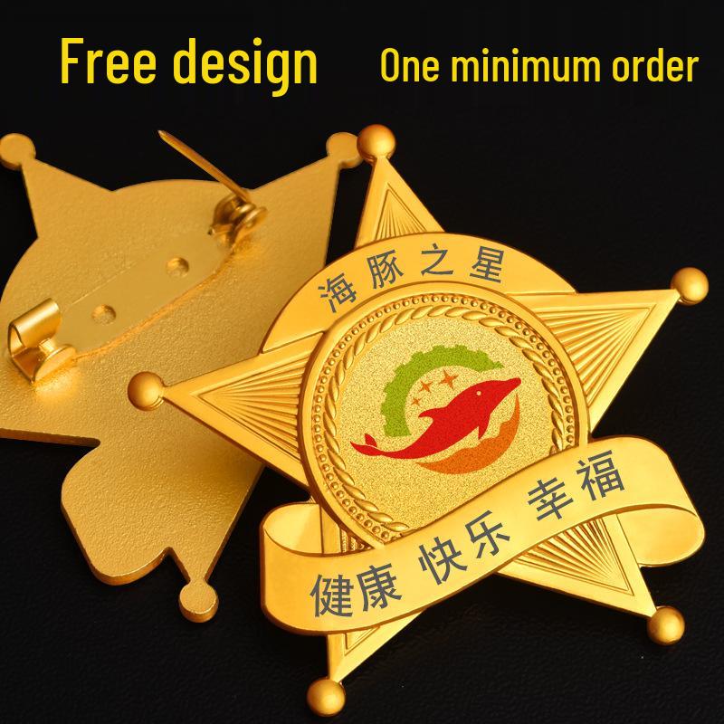 Custom Metal Employee Excellence Medal: Five-Pointed Star Honor Pin Page Details