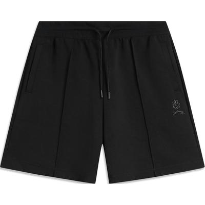 Li Ning Sports Lifestyle Series Solid Color Mid Waist Drawstring Loose Straight Casual Shorts Women Shorts Black AKSU224-3