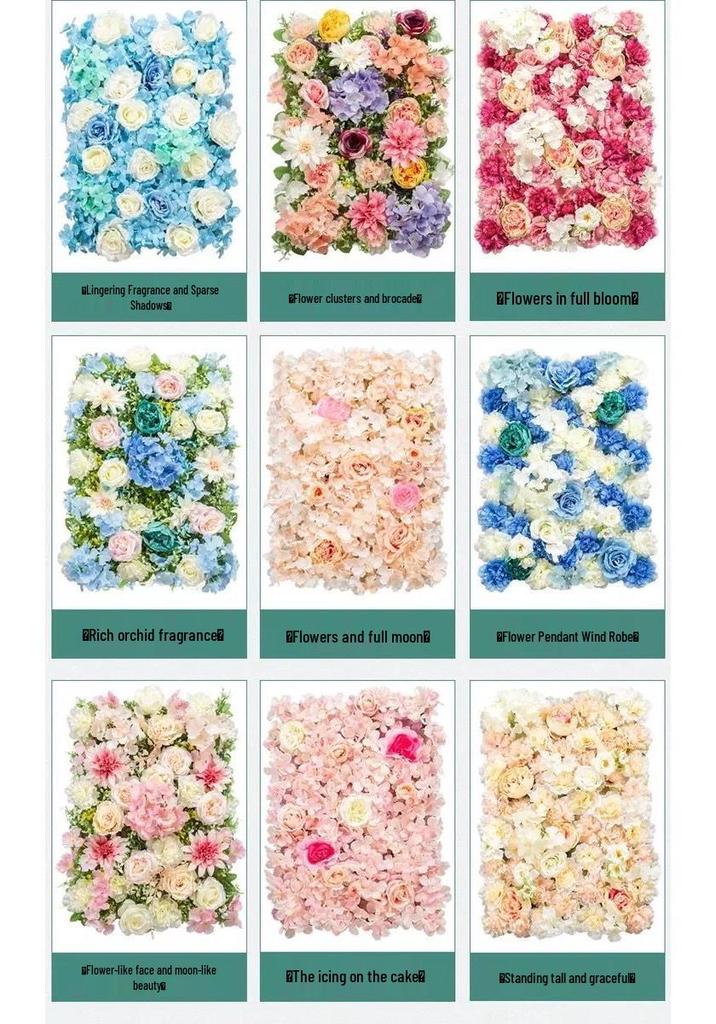 Qixi Festival Rose Flower Wall: Simulated Floral Background for Photography, Indoor Decor, and Wedding Celebrations
