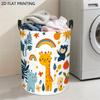 1 Large Laundry Basket with Cute Cartoon Animal and Fruit Patterns, Featuring a Large Capacity and Handles. Suitable for Room Decoration, Storage, Gif