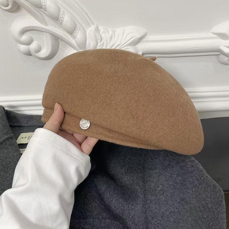 2023 Women's Large Wool Felt Beret - Autumn/Winter Korean Style Warm Influencer Painter Hat