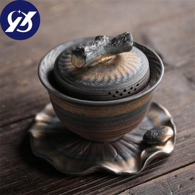 Keramická ručně vyrobená čajová miska s krytem Kancelář Konvice na čaj Jingdezhen Hrnčířská keramika Gaiwan Čajová sada Nádobí 170 ml