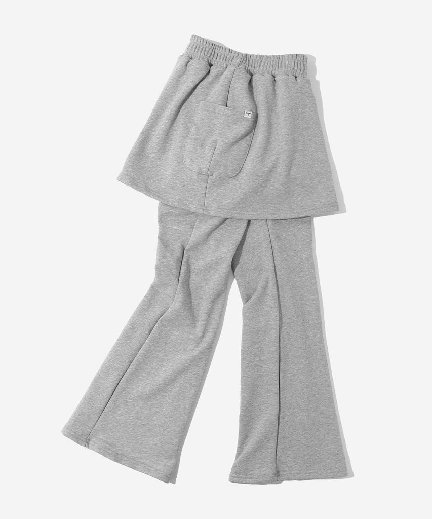KIJIKO Ke611-Bootcut Skirt Pants Melange Gray