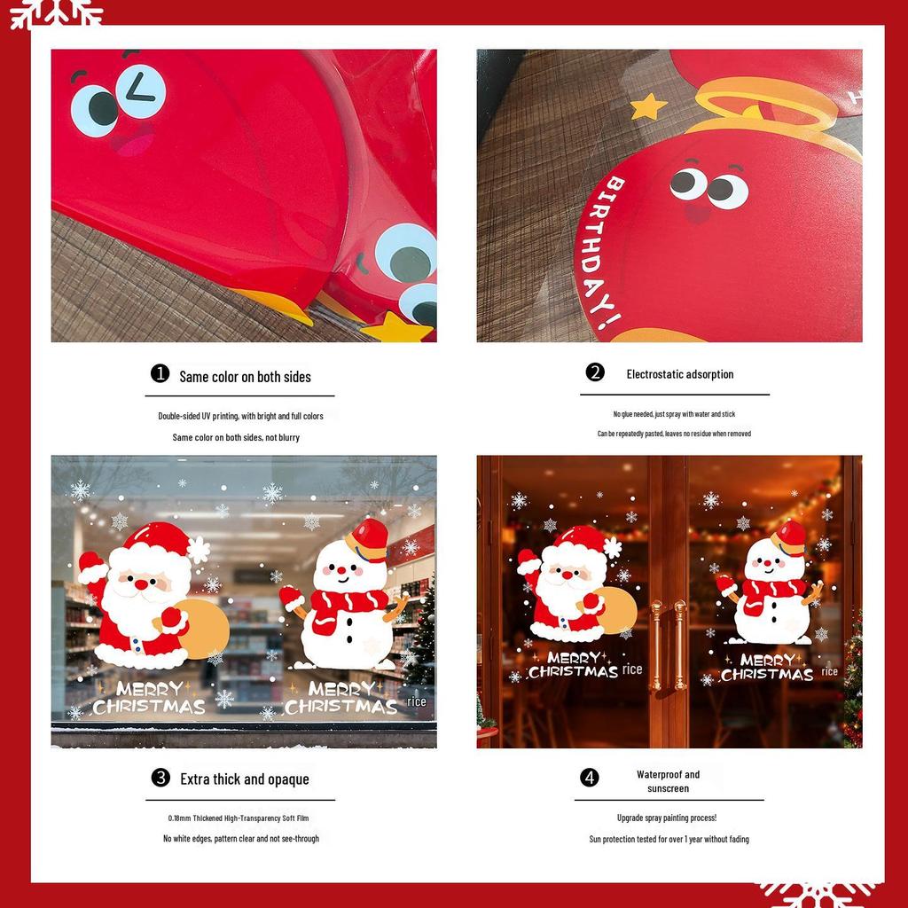 Christmas Wall Decals: Santa, Snowman & Balloons for Glass Doors & Windows